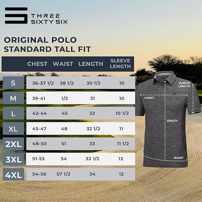 Three Sixty Six Golf Shirts for Men - Dry Fit Short-Sleeve Polo, Athletic Casual Collared T-Shirt