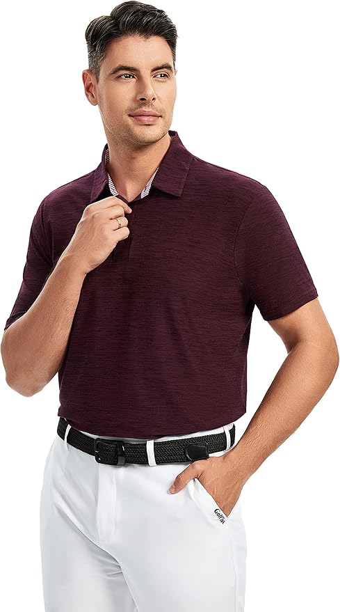 Damipow Premium Golf Shirts for Men Dry Fit Performance Polo Short Sleeve Collared Shirt