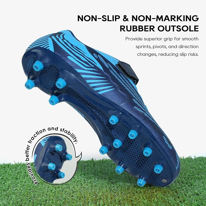 brooman Kids Firm Ground Soccer Cleats Boys Girls Athletic Football Shoes