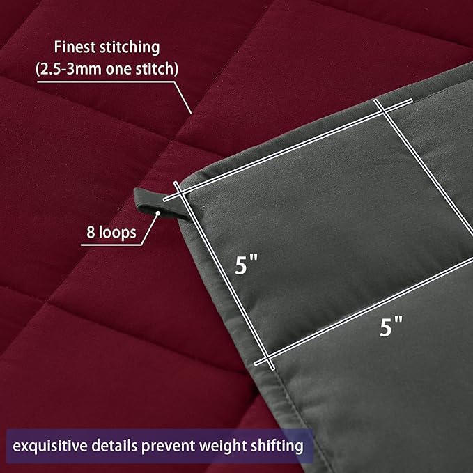 yescool Weighted Blanket for Adults (12 lbs, 60" x 80", Red Grey) Cooling Heavy Blanket for Sleeping Perfect for 110-130 lbs, Queen Size Breathable Blanket with Premium Glass Bead, Machine Washable