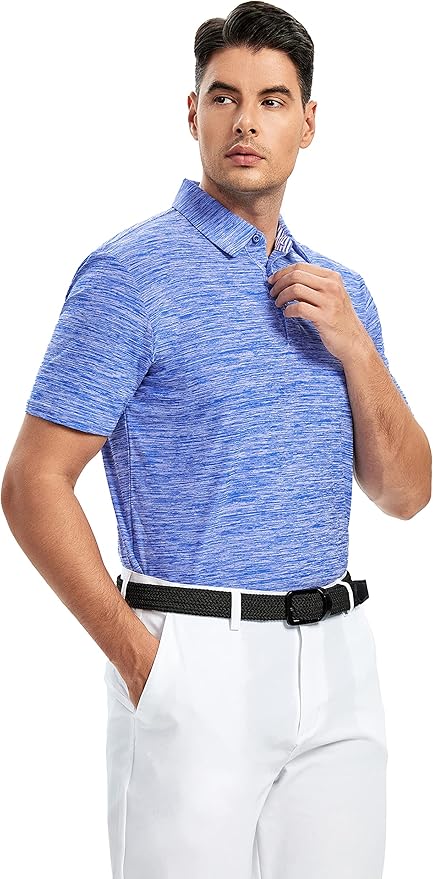 Damipow Premium Golf Shirts for Men Dry Fit Performance Polo Short Sleeve Collared Shirt