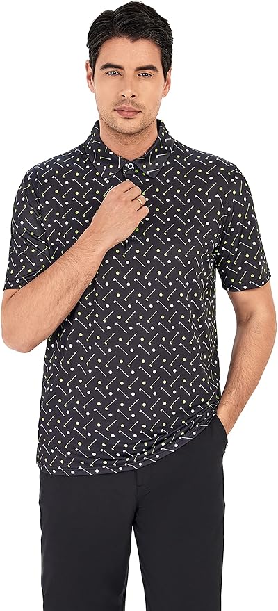 WARHORSEE Golf Polo Shirts for Men Short Sleeve Wrinkle Free 4 Way Stretch Moisture Wicking Performance Collared Tshirts