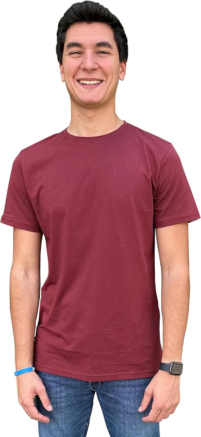Men's Short Sleeve Crewneck T-Shirt 100% Cotton - Classic Colors - Breathable Mesh Fabric - Ideal for Sports & Everyday Wear