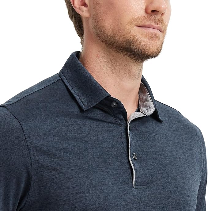 M MAELREG Golf Shirts for Men Short Sleeve Dry Fit Casual Striped Performance Moisture Wicking Collared Mens Polo Shirts