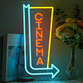 Cinema Neon Sign Arrow Neon Light for Wall Decor Movie Theater Led Neon Signs Movie Led Neon Lights for Home Theater Film Room Commercial Theater Store Decoration