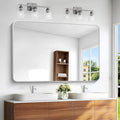 Silver Bathroom Mirror,55x36 inch Wall Mirror for Bathroom Wall Mounted,Rectangle Mirror for Bathroom Over Sink,Modern Frame Round Corner for Living Room,Bedroom Entryway,Horizontal/Vertical