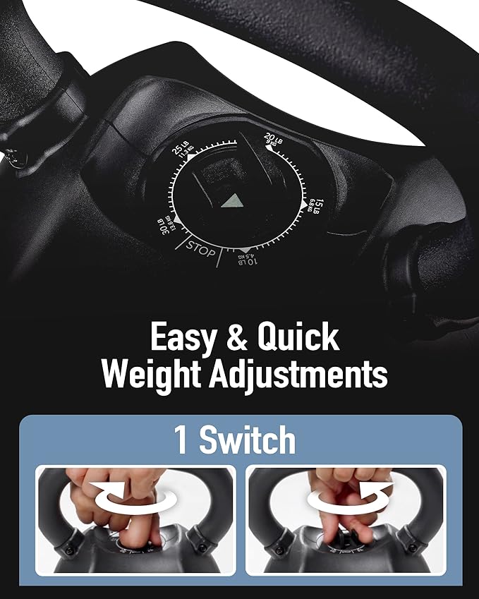 Adjustable Kettlebell 30lb Weight Training Fitness Exercise Full Body Workout 5 in 1 for Home Gym Beginners Woman