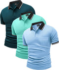 ZITY 3 Pack Men Polo Shirts Short Sleeve with Pocket Sport Wicking Shirts for Men Casual Athletic Collared T-Shirts