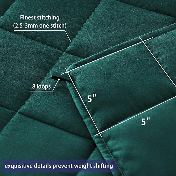 yescool Weighted Blanket for Adults (10 lbs, 48" x 72", Dark Green) Cooling Heavy Blanket for Sleeping Perfect for 90-110 lbs, Twin Size Breathable Blanket with Premium Glass Bead, Machine Washable