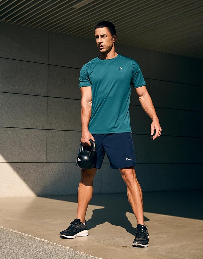Pudolla Men's Workout Running T-Shirts Lightweight Quick Dry Athletic Gym Shirts for Men Short Sleeve Sport Tee Tops