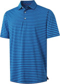 M MAELREG Golf Shirts for Men Short Sleeve Dry Fit Casual Striped Performance Moisture Wicking Collared Mens Polo Shirts