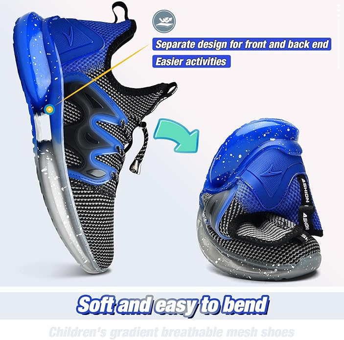 WETIKE Boy's Shoes Mesh Slip on Lightweight Running Sneakers