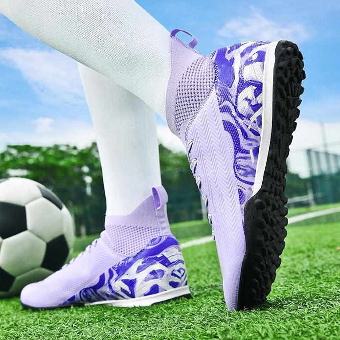 Indoor Soccer Cleats Mens Womens Turf Soccer Cleats Wide Socer Shoes FG AG TF High Ankle Football Boots