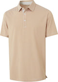 Golf Shirts for Men - Moisture Wicking Short Sleeve Performance Sport Casual Striped Collared Mens Polo Shirt
