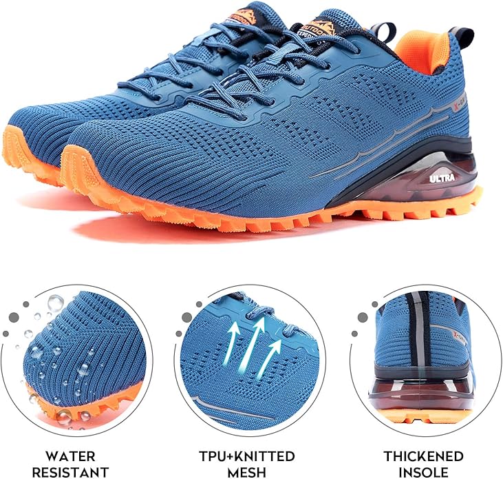 Kricely Men's Trail Running Shoes Fashion Walking Hiking Sneakers for Men Tennis Cross Training Shoe Outdoor Snearker Mens Casual Workout Footwear