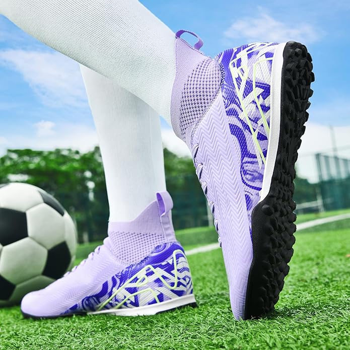 Indoor Soccer Cleats Mens Womens Turf Soccer Cleats Wide Socer Shoes FG AG TF High Ankle Football Boots