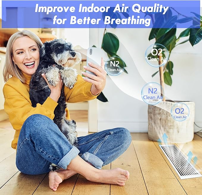 Air Vent Filter Kit - 20" x 100" Cut to Fit Air Filter Materials MERV 8 Electrostatic Media Roll for Home Floor, Ceiling, AC, HVAC, RVC Furnace Vents, With 48PCs Adhesive Hook Tape