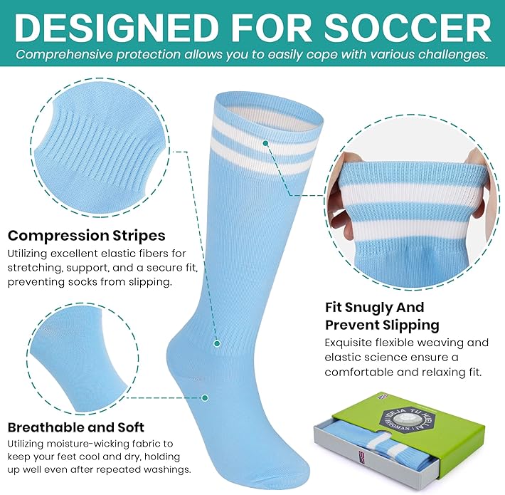brooman Kids Firm Ground Soccer Cleats Boys Girls Football Cleats with Soccer Socks