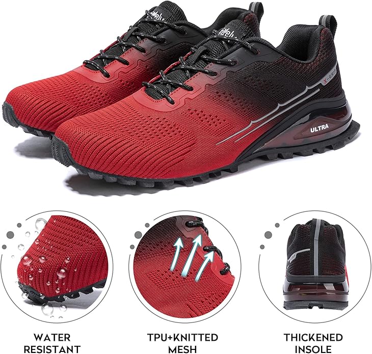 Kricely Men's Trail Running Shoes Fashion Walking Hiking Sneakers for Men Tennis Cross Training Shoe Outdoor Snearker Mens Casual Workout Footwear
