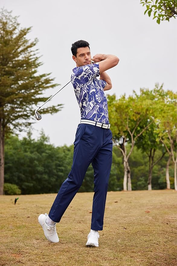 WARHORSEE Golf Polo Shirts for Men Short Sleeve Wrinkle Free 4 Way Stretch Moisture Wicking Performance Collared Tshirts