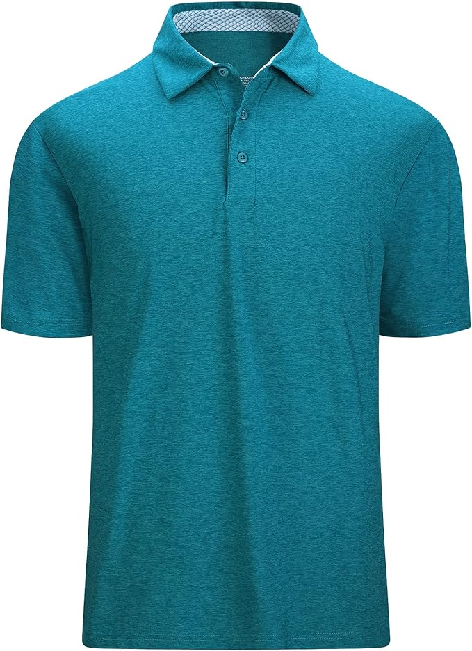 Damipow Premium Golf Shirts for Men Dry Fit Performance Polo Short Sleeve Collared Shirt