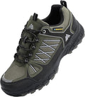 Queday Men's Waterproof Hiking Shoes Lightweight Anti Slip Outdoor Ankle Boots Breathable Hike Trekking Trails Shoe