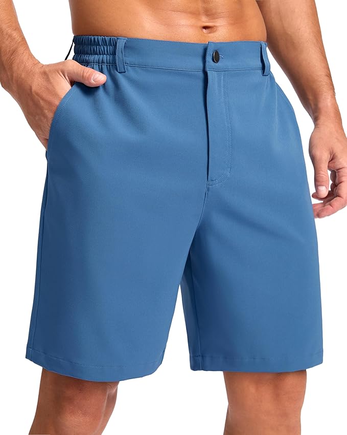 Pudolla Men's Casual Shorts 7"/9" Lightweight Golf Shorts with 3 Pockets Stretch Quick Dry Comfy Work Shorts