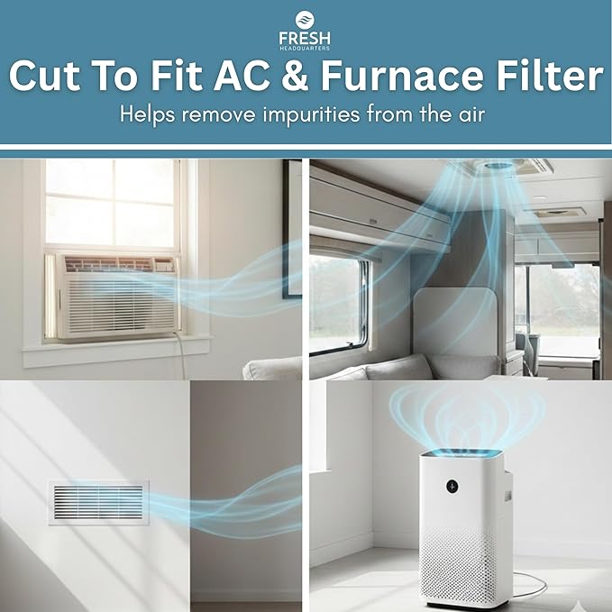 Activated Carbon Filter Pad - Cut To Fit AC Filter - Removes Dust, Odors & VOCs, Also for Window Units, RV, Air Purifier, & Air Vent Filters for Home Ceiling, Made in USA - 24"x16"