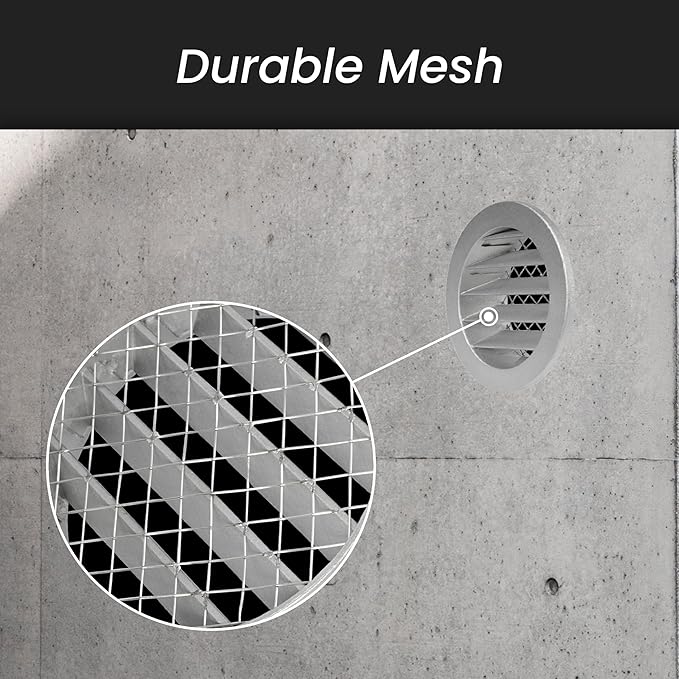 4" Brown Vent Cover - Aluminum - Industrial Round Air Vent Louver - Metal Soffit Vent with Screen - Mesh - Round Vent Grille for House Or Garage Wall
