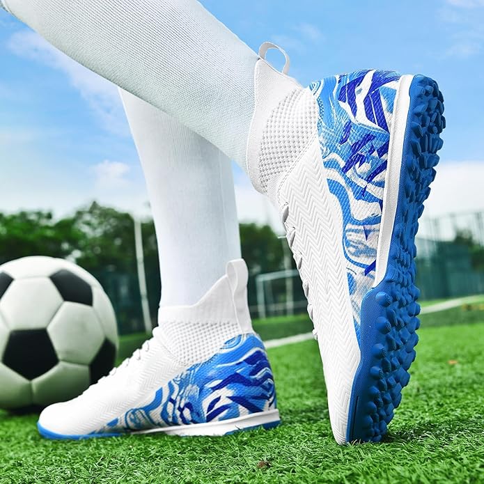 Indoor Soccer Cleats Mens Womens Turf Soccer Cleats Wide Socer Shoes FG AG TF High Ankle Football Boots