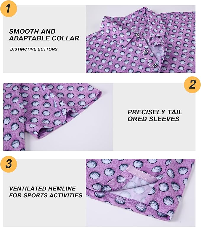 Damipow Premium Golf Shirts for Men Dry Fit Performance Polo Short Sleeve Collared Shirt