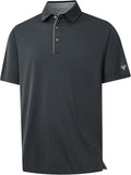 M MAELREG Golf Shirts for Men Short Sleeve Dry Fit Casual Striped Performance Moisture Wicking Collared Mens Polo Shirts