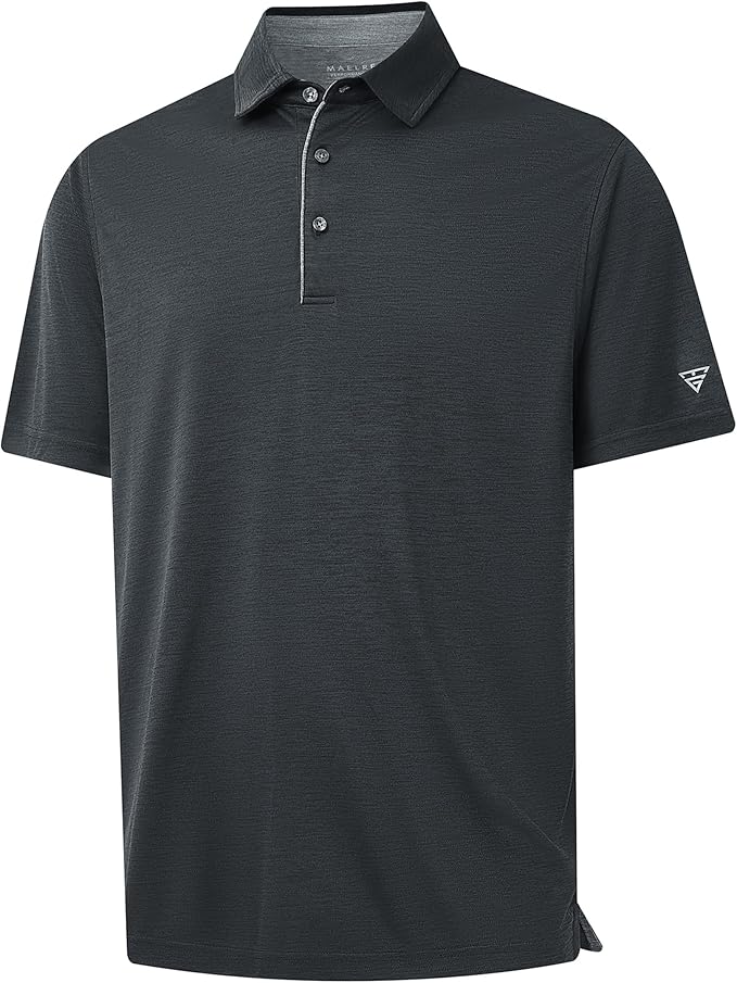 M MAELREG Golf Shirts for Men Short Sleeve Dry Fit Casual Striped Performance Moisture Wicking Collared Mens Polo Shirts