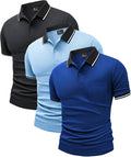 ZITY 3 Pack Men Polo Shirts Short Sleeve with Pocket Sport Wicking Shirts for Men Casual Athletic Collared T-Shirts