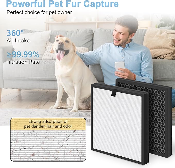 AP303 AP304 Replacement Filters, Compatible with DAYETTE ＆ FRESHDEW Air Purifier AP303/AP304, H14 HEPA Filter with Activated Carbon, 2 Pack (Original Filter)