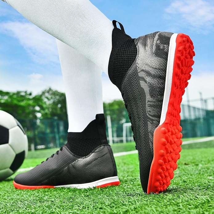 Indoor Soccer Cleats Mens Womens Turf Soccer Cleats Wide Socer Shoes FG AG TF High Ankle Football Boots