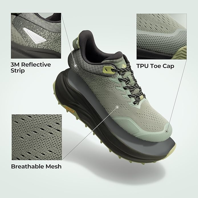 NORTIV 8 Men's Wide Toe Box Trail Running Shoes Cushion Walking Barefoot Tennis Workout Gym Cross Training Shoe Fashion Sneakers for Plantar Fasciitis Bunion