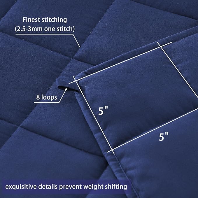 yescool Weighted Blanket for Adults (10 lbs, 48" x 72", Blue) Cooling Heavy Blanket for Sleeping Perfect for 90-110 lbs, Twin Size Breathable Blanket with Premium Glass Bead, Machine Washable
