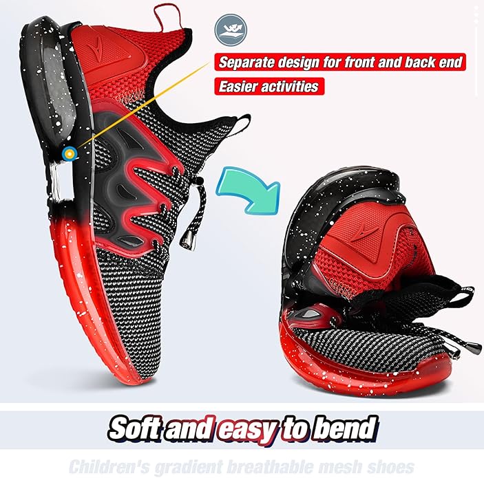WETIKE Boy's Shoes Mesh Slip on Lightweight Running Sneakers