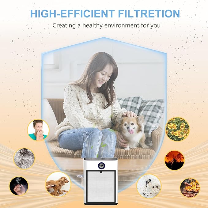 AP303 AP304 Replacement Filters, Compatible with DAYETTE ＆ FRESHDEW Air Purifier AP303/AP304, H14 HEPA Filter with Activated Carbon, 4 Pack (Original Filter)