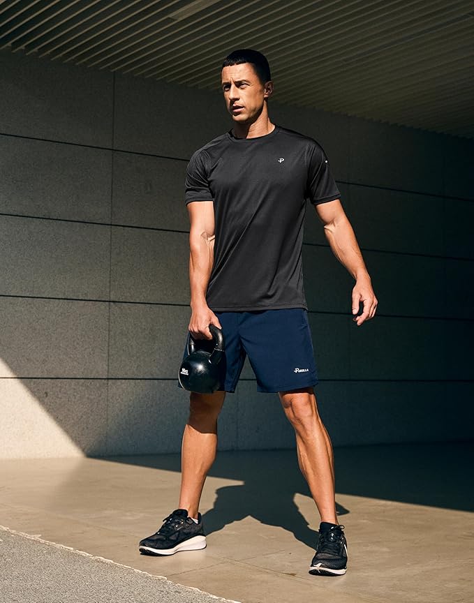 Pudolla Men's Workout Running T-Shirts Lightweight Quick Dry Athletic Gym Shirts for Men Short Sleeve Sport Tee Tops
