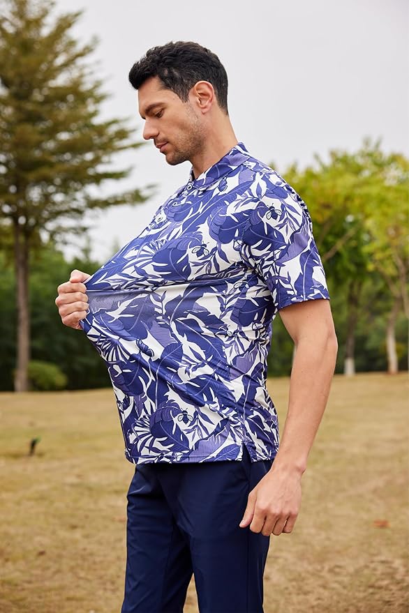 WARHORSEE Golf Polo Shirts for Men Short Sleeve Wrinkle Free 4 Way Stretch Moisture Wicking Performance Collared Tshirts
