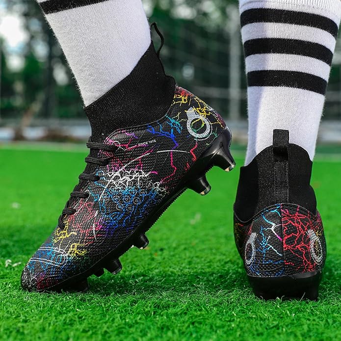 Boys' Soccer Shoes Kids Firm Ground Soccer Cleats Girls Athletic Sneakers Outdoor Turf Football Shoes for Little/Big Kid