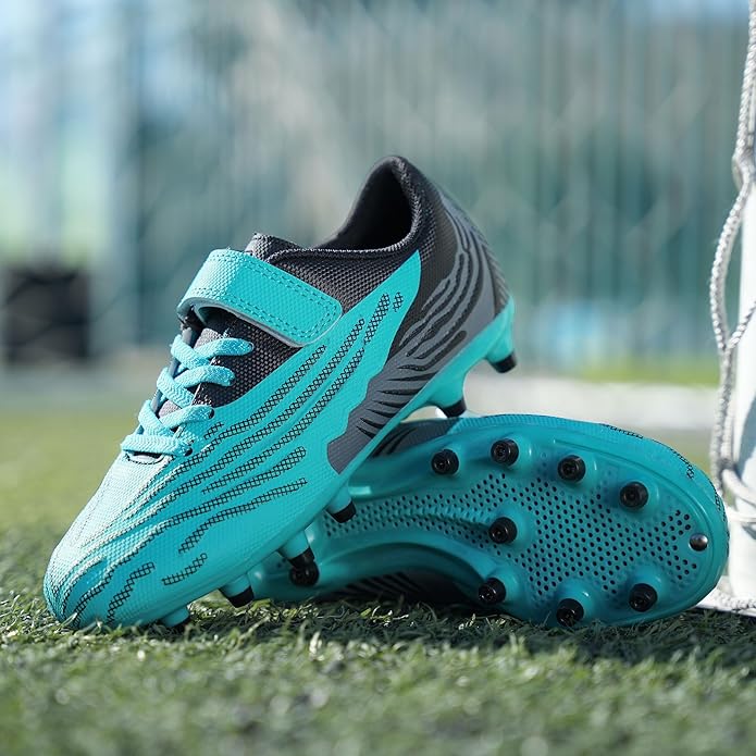 brooman Kids Firm Ground Soccer Cleats Boys Girls Athletic Football Shoes