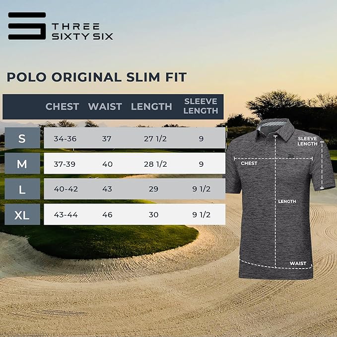 Three Sixty Six Golf Shirts for Men - Dry Fit Short-Sleeve Polo, Athletic Casual Collared T-Shirt
