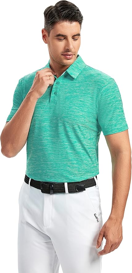 Damipow Premium Golf Shirts for Men Dry Fit Performance Polo Short Sleeve Collared Shirt