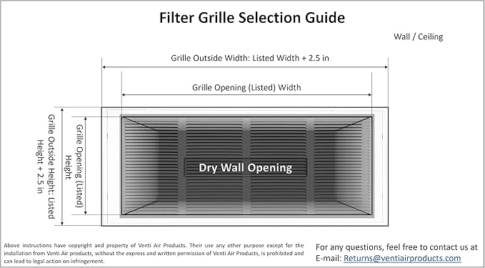 Venti Air 12" X 24" Steel Return Air Filter Grille - Removable Face/Door for 1 inch Filters - HVAC Duct Cover Grill (2-3 Business Day Delivery) [Outer Dimension: 14.5"W X 26.5" H]