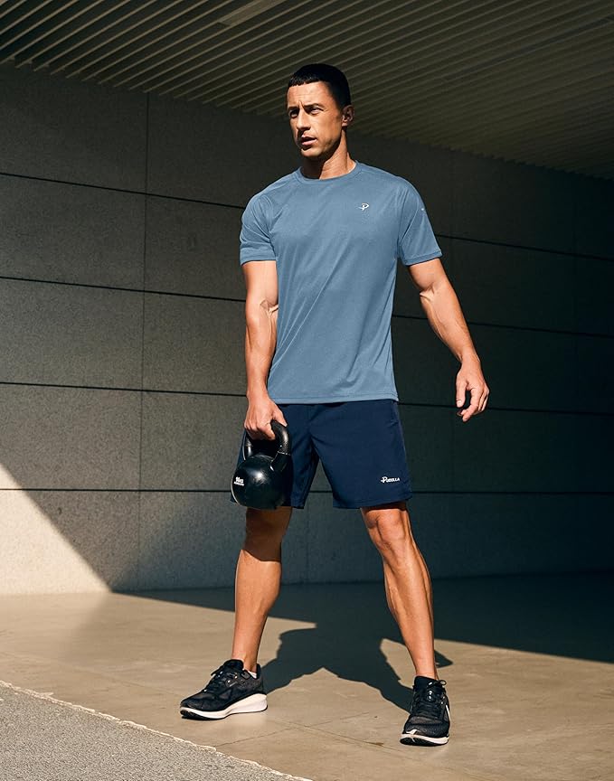 Pudolla Men's Workout Running T-Shirts Lightweight Quick Dry Athletic Gym Shirts for Men Short Sleeve Sport Tee Tops