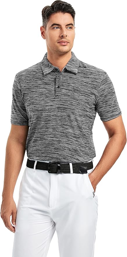 Damipow Premium Golf Shirts for Men Dry Fit Performance Polo Short Sleeve Collared Shirt
