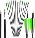 ZSHJGJR 30 Inch Archery Carbon Arrows Hunting Arrows with 4” Turkey Feather Target Practice Arrows Spine 500 for Compound & Recurve &Traditional Bow 6/12pcs